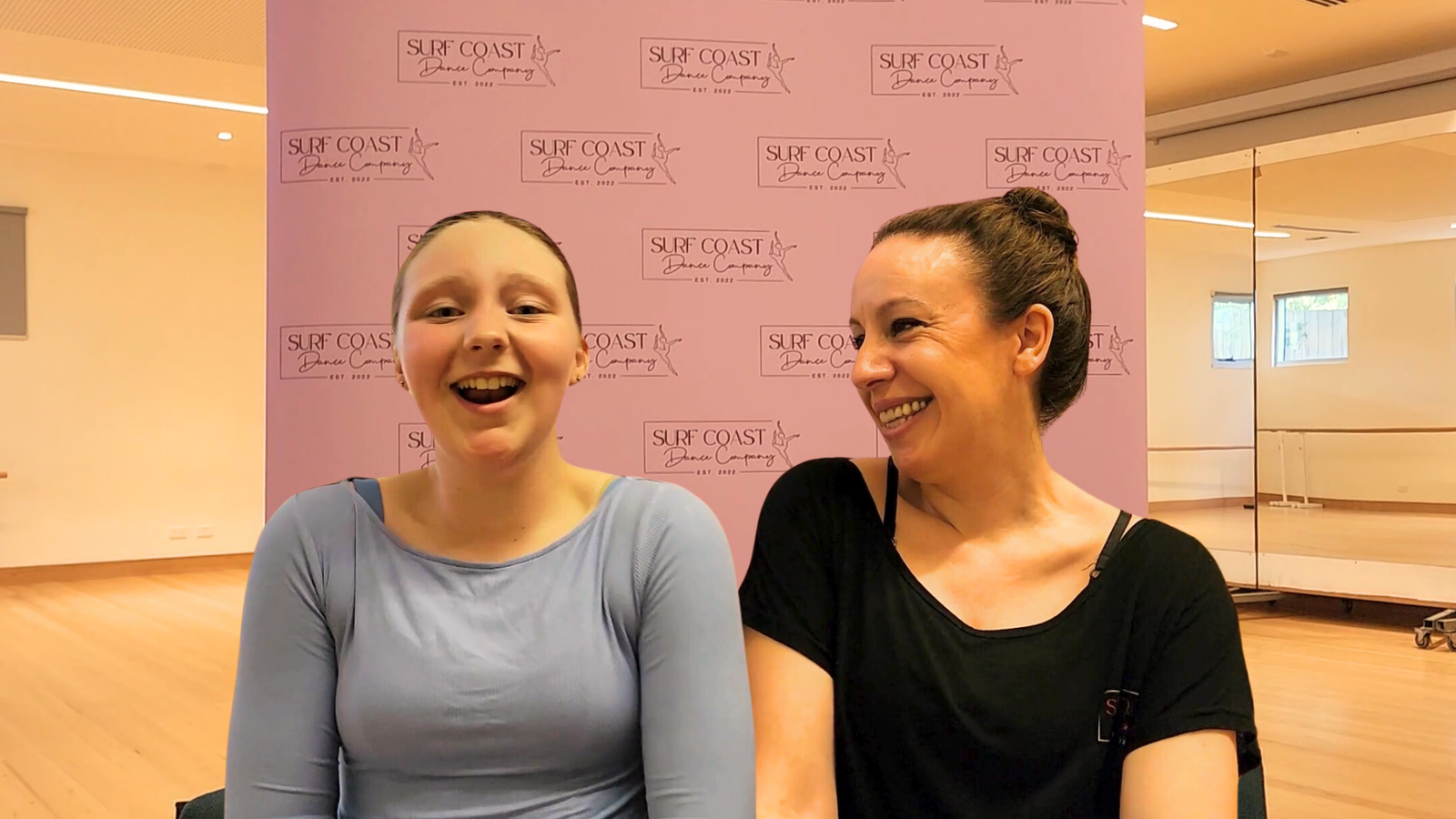 Miss Melinda with a student at Surf Coast Dance Company, an inclusive dance studio in Torquay