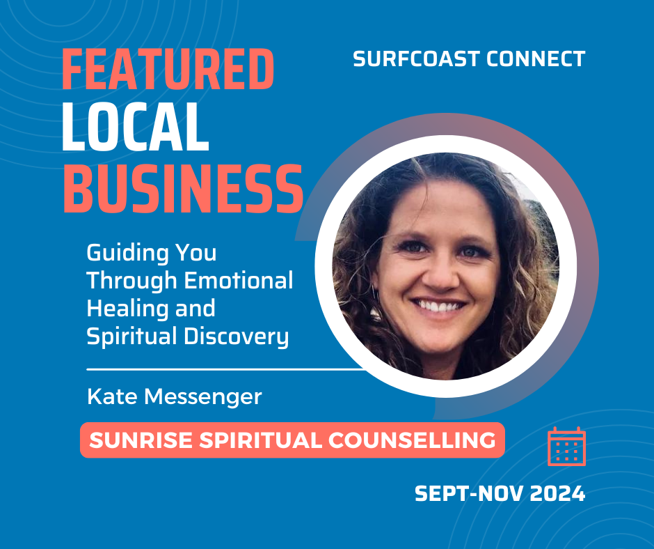 Coming soon profile card for Sunrise Spiritual Counselling in the Featured Businesses section on Surfcoast Connect.